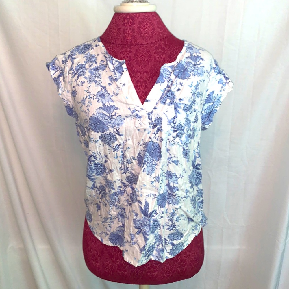 Blue & White Sigrid Olsen floral blouse